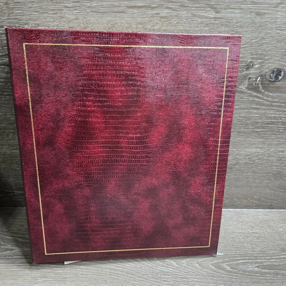 Photo Albums Burgundy Gold Trim & Green Textured Faux Leather 3-Ring